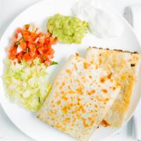 Quesadillas · Your choice of filling along with Monterey jack cheese, pico de gallo, lettuce, sour cream, ...
