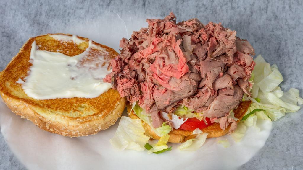 Roast Beef · With fries, onion rings and choice of Greek or garden salad.