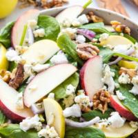 Apple Walnut Salad · Mixed greens, crumbled Bleu cheese, apples, walnuts, olives and tomatoes.