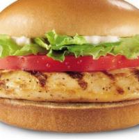 Grilled Chicken Sandwich · Served with lettuce, tomatoes and onions on a potato bun.