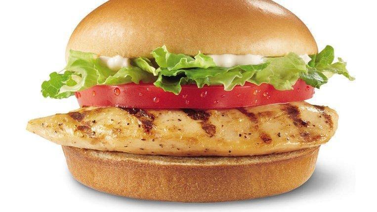 Grilled Chicken Sandwich · Served with lettuce, tomatoes and onions on a potato bun.