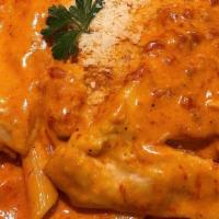 Penne Vodka · Most popular. Penne pasta with a blush sauce with a touch of vodka, topped with Romano. Incl...