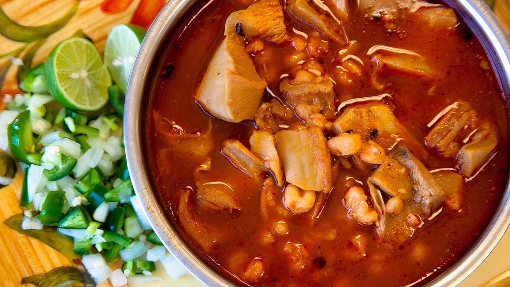 Menudo · MEXICO'S MOST POPULAR SOUP MENUDO. HONYCOMB TRIPE SOUP. SERVED WITH ONIONS, CILANTRO, LIME, AND TORTILLAS.