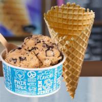 Large (3 Scoops) + Waffle Cone Combo · Three scoops of your favorite flavor(s) served in a cup with a freshly baked waffle cone on ...