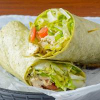 Pesto Chicken (Small) · Grilled Chicken Filet, Parmesan Cheese, Romaine Lettuce, Tomato, Green Peppers and Pesto Dre...