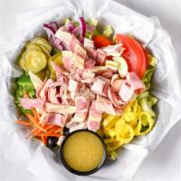 Antipasto Salad · Ham, Salami, Provolone Cheese and Turkey over Garden Salad and your choice of Dressing.
