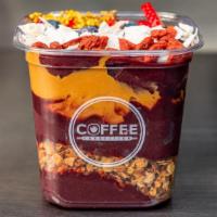 Acai #1 · Frozen organic acai puree topped with granola, fresh blueberries, fresh strawberries, fresh ...