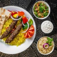 Beef Kofta Plate · Made with high quality meat and prepared fresh. Savory grilled ground beef with zesty Medite...