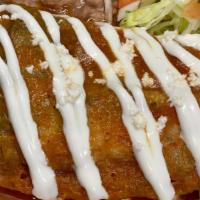 Chile Relleno · Stuffed peppers with cheese, choice of steak, chicken or carnitas, sauce, sour cream and fre...