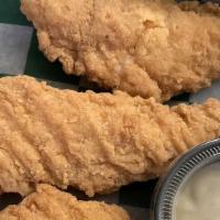Chicken Fingers · Served with BBQ sauce or honey mustard.