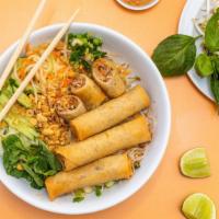 Bun Cha Gio · Rice Vermicelli Noodles w/ 2 Fried Rolls ( Vegetarian rolls available ).