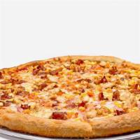 Sm Brazilian Pizza · NO CHANGES ALLOWED -Grilled Marinated Chicken, Ham ,Bacon,Corn,Chopped Green Peppers, Onions...