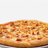 Lg  Brazilian Pizza · NO CHANGES ALLOWED -Grilled Marinated Chicken, Ham ,Bacon,Corn,Chopped Green Peppers, Onions...
