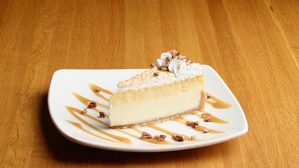 New! Key Lime Pie Cheesecake · Junior’s famous New York cheesecake, whipped cream, candied pecans, salted caramel drizzle