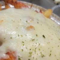 Pizza Fries · Fries pizza sauce, shredded mozzarella cheese, a glorious mashup of the world's best foods.