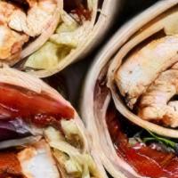 Caprese Chicken Wrap · Grilled Chicken, sliced Tomatoes, fresh Basil, fresh Mozzarella. Served with a side of Balsa...