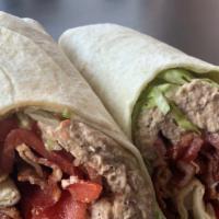 Tuna Wrap · Lettuce, tomatoes, onions, and melted cheese.
