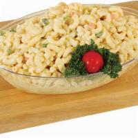 Amish Macaroni Salad (Serves 16-20) · Elbow Macaroni cooked just right with the perfect blend of carrots, onions, green peppers an...