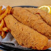 Whiting Platter · Served with Hush Puppies, Cole Slaw, Tartar Sauce, and Cocktail Sauce. Comes with 3 pieces
