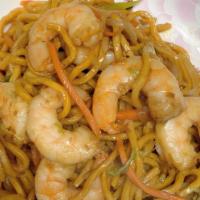 Shrimp Lo Mein · Egg noodles.