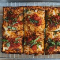 The Standard · Rectangular 8”x10” pan pizzas. House made pizza dough, red sauce, sharp white cheddar, mozza...