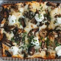The Forager · Rectangular 8”x10” pan pizzas. House made pizza dough, roasted mushrooms, a four cheese blen...