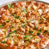 Paneer Manchurian Pizza · Spicy. Home-made paneer, manchurian sauce, fresh cilantro, red onion, fresh garlic and fresh...