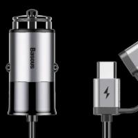 Baseus Enjoy Together 2-In-1 Car Charger Type C & Iphone · Car charger + charging line integrated design, built-in spring cable, two-in-one interface, ...