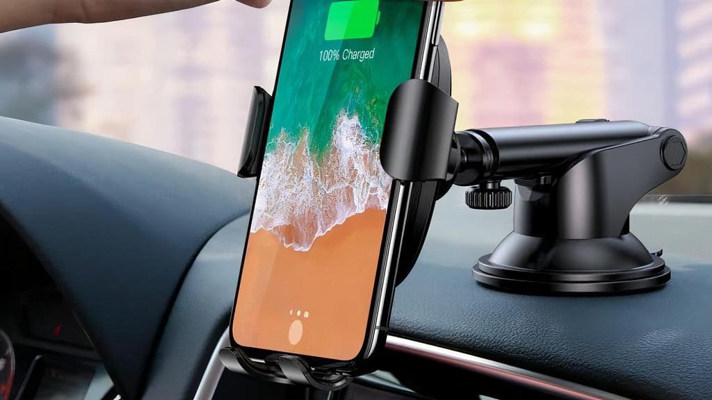 Baseus Car Holder Wireless Charger · Built-in intelligent clip,  self-adaptive to the device required current and then charge quickly. Supports 9V/1.7A quick charge and 5V/2A standard charge.