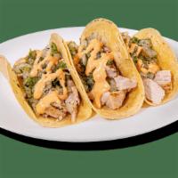 Tacos - Signature Tacos - Grilled Chicken · Contains: Chipotle Sauce, Add Avocado, Grilled Chicken, Cilantro Relish
