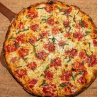 $10 Traditional Cheese (Large) · San Marzano tomatoes and whole milk Mozzarella, with Romano cheese and fresh cut basil.