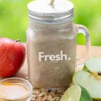 Wake And Shake Smoothie · Awaken your body with breakfast in a cup jam packed with bananas, apples, rolled oats, almon...