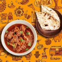 Railway Lamb Curry & Roti Tandoori · Classic brown curry cooked to perfection with tomatoes, yogurt, saffron, whole spices and su...