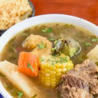 Beef Soup · Soup with vegetables, beef ribs and rice.