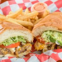 Mexican Torta · Your choice of meat with lettuce, tomato, onions, avocado, cheese, mayo and refried beans. S...