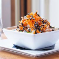 Sweet & Spicy Calamari · Sweet and spicy chili glaze, shredded carrots, serrano peppers, scallions, sesame seeds and ...