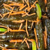 Grape Leaves · Choice of meat or vegetarian served with  Rice a cucumber yogurt sauce and Syrian bread.