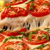 Margarita · Traditional tomato sauce, mozzarella cheese, fresh roma tomatoes, fresh basil, drizzled with...