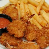 Shrimp Platter · 10 jumbo shrimp, French fries and house salad.