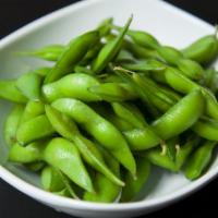 Edamame · Steamed green peas with light salt.
