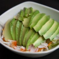 Avocado Salad · House salad topped with avocado, crabstick, crunch in spicy mayo.