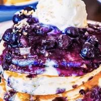 Buttermilk Pancakes · Blueberry-Lavender | Vanilla Mascarpone (v)