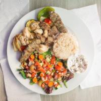 Mixed Grill Platter · Lamb kabab, chicken kabab, and kofta. Served on salad.