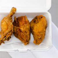 Pressure Fried Chicken · Five pieces include two thighs, two legs and one breast. Eight pieces include three thighs, ...