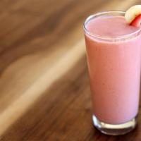 Strawberry Banana · Almond milk, orange juice, banana, strawberries, vanilla extract.