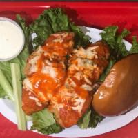 The Buffalo Chick · Homemade spicy buffalo sauce on breaded chicken with crumbled blue cheese, shredded mozzarel...