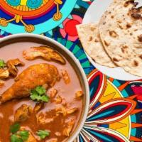 Homestyle Chicken Curry & Tandoori Roti  · Tender morsels of chicken cooked in a classic brown curry with Indian whole spices, served w...