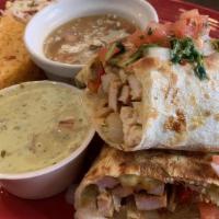 Gordito Fajita Burrito · Large 12-inch soft flour tortilla stuffed with rice, beans, grilled onions, green peppers an...