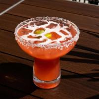Strawberry Margarita · blanco tequila / agave / lime / strawberry purée (must be 21+ and show valid ID)