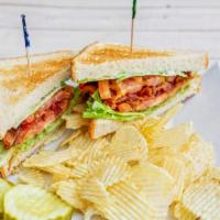 Bacon Lovers Blt · Layers of bacon topped with lettuce, tomato and mayo on sourdough.
